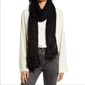 New Treasure & Bond black knit fringe scarf